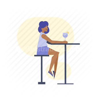 woman, female, drink, beverage, table, chair